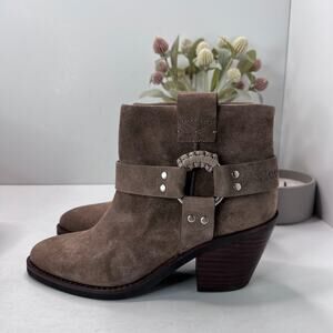 See By Chloe Eddie Ankle Boots Suede Harness Strap Taupe Women's EU 39/8.5 NWOB